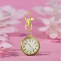 Orologio da tasca al quarzo dorato portatile con chiusura a portachiavi per uso quotidiano. - Oro