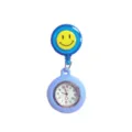 Cute blue smiley nurse watch quartz fob watch with retractable clip for medical students and exams - Smiley Face Retractable Badge Reel with Light Blue Silicone Sleeve