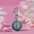 Blue keychain nurse watch, mini portable pocket watch for students and medical staff daily use. - Blue