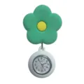 Simpatico orologio da infermiera retrattile in silicone con fiore verde e quarzo. - Verde