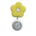 Cute yellow flower silicone retractable nurse fob watch with easy-pull clip for medical staff. - Yellow