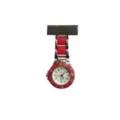Nurse fob watch for women, red silicone strap pocket watch with brooch pin and quartz movement. - Red