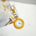 Orologio da Tasca Giallo Macaron Portachiavi Mini Orologio al Quarzo Portatile - Giallo