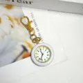 Orologio pendente macaron minimalista alla moda, orologio al quarzo portatile con numeri romani. - Bianco