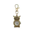 Gold owl pocket watch quartz keychain cute student gift animal pendant vintage clock - D0157 Gold Yellow Eyes 1