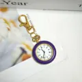 Orologio portachiavi colore macaron classico di modo orologio da tasca al quarzo portatile. - Viola