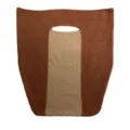 Strick Farbblock Handtasche Retro Freizeit Pendler Shopper Tasche mit Griff Damen. - Gelb-Braun und Khaki