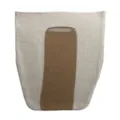 Koreanischer Strick-Tragetasche im Farbblock-Design, lässige Retro-Handtasche für Damen. - Weiß und Khaki