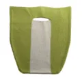 Modische Damen Stricktasche mit Blockfarben, lässiger Shopper mit praktischem Tragegriff. - Hellgrün und Weiß