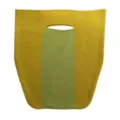 Modische vertikale farbblock Strick Shopper Tasche mit Griff, lässige Handtasche für Damen. - Gelb und Hellgrün