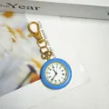 Portachiavi orologio da tasca color macaron, elegante mini orologio al quarzo portatile. - Celeste