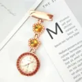 Rose gold crystal rhinestone nurse fob watch, stylish quartz pocket watch for medical staff. - Yellow Rhinestones with Rose Gold Case