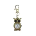 Cute gold owl pocket watch with keychain quartz hanging watch for student gift everyday - D0157 Gold Eyes with Turquoise Rim