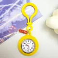 Yellow silicone bulb clip nurse watch quartz pocket watch for student exams and portable daily use. - Yellow
