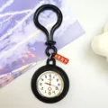 Silicone nurse pocket watch for student exam portable luminous quartz fob watch - Black