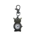 Vintage bronze owl pocket watch quartz keychain watch with cute animal design and white dial. - D0157 Antique Bronze Yellow Eyes 2