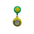Cute yellow silicone nurse watch with green smiley retractable clip quartz movement pocket watch - Smiley Face Retractable Badge Reel with Green Silicone Sleeve