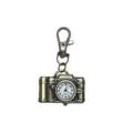 Portachiavi orologio da tasca fotocamera vintage, pendente orologio al quarzo bronzo retrò regalo. - Stile fotocamera