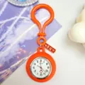 Orange silicone nurse fob watch with clip and exam success charm for medical staff and students - Orange Red