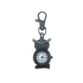 Vintage bronze owl pocket watch quartz hanging watch with secure keychain clasp accessory - D0157 Antique Bronze Blue Eyes