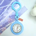 Blue silicone nurse fob watch with quartz movement, exam keyring clip, and lucky pendant. - Sky Blue