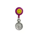 Cute smile face nurse pocket watch with retractable clip, quartz movement medical fob watch. - Smiley Face Badge Reel + 8220 Rose Red