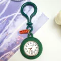 Green silicone nurse fob watch with bulb clip, exam lucky pendant quartz watch for students - Green