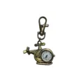 Portachiavi con orologio tascabile elicottero vintage, orologio al quarzo bronzo retrò. - Stile Elicottero