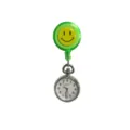 Green smiley nurse watch, quartz fob watch with retractable clip, cute medical pocket watch. - Smiley Face Retractable Badge Reel with 8220 Light Green
