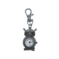 Cute Owl Pocket Watch Quartz Keychain Vintage Style Student Gift Metal Pendant Clock - D0157 Silver Yellow Eyes 1