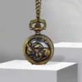 Vintage bronze pocket watch with hollow carved zodiac animal pattern, elegant retro gift. - Rabbit