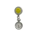 Cute smiley nurse watch with clip, portable quartz pocket watch for medical students and staff. - Smiley Face Badge Reel + 8220 White