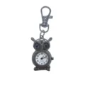 Cute owl pocket watch vintage quartz keychain watch portable hanging student gift accessories - D0157 Silver Blue Eyes