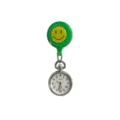 Green cute smiley nurse fob watch with retractable clip and quartz movement for daily wear - Smiley Face Badge Reel + 8220 Dark Green