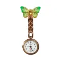 Green crystal butterfly nurse fob watch with rose gold chain quartz pocket watch medical gift - Gradient Small Butterfly (1)