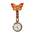 Orange crystal butterfly nurse fob watch with gold chain, quartz pocket watch for medical staff. - Gradient Small Butterfly (10)