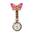 Pink butterfly nurse fob watch with quartz movement and rose gold chain for medical staff. - Gradient Small Butterfly (12)