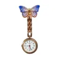 Crystal gradient butterfly nurse watch with rose gold chain, elegant quartz pocket watch. - Gradient Small Butterfly (8)