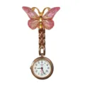 Pink Crystal Butterfly Nurse Watch Quartz Pocket Watch Cute Medical Fob Watch for Women - Gradient Large Butterfly (12)