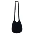 Schwarze Strick-Umhängetasche im Retro-Zopfmuster, lässige Vintage-Wollhandtasche für Damen. - Schwarz