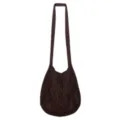 Braune gestrickte Umhängetasche für Damen, Retro Hobo Crossbody Tasche mit Zopfmuster stilvoll. - Kaffeebraun
