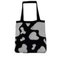 Sac cabas tricoté à motif de vaches noir et blanc sac bandoulière décontracté mode - Noir