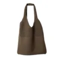 Vintage braune Strick Tote Tasche für Damen, große Kapazität lässige Schulter Handtasche. - Khaki