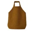 Karamellbraune Strickhandtasche, strukturierte Popcorn-Strick-Tragetasche für den Alltag. - Hellbraun