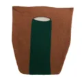 Stylische Strick-Tragetasche mit Farbblock-Design, lässige Handtasche für den Alltag. - Hellbraun und Dunkelgrün