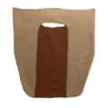 Strick Kontrast Farbe Tote Tasche Retro Freizeit Pendeln Handtasche Damen Mode Stilvoll - Khaki und Hellbraun