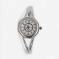 Orologio al quarzo con bracciale rigido argento e quadrante bianco minimalista per donna - Quadrante Bianco / Argento