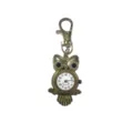 Cute owl pocket watch with quartz movement and clasp hook, vintage style gift for students. - D0158 Gold with White Eyes