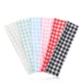 Set of colorful gingham stretch headbands for women, soft fabric sweatbands for sports and daily wear. - 6pcs Set / Plaid Mixed Colors