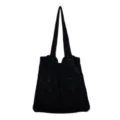 Schwarze Strick-Häkel-Umhängetasche, minimalistische Netztasche für Damen im Alltag. - Schwarz